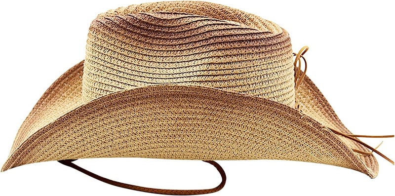Holiberty Mens Straw Cowgirl Cowboy Hat Women Floppy Packable Wide Brim Sun Hat UPF50 Western Panama Travel Beach Cap Fedora Bucket Hat - Image 3